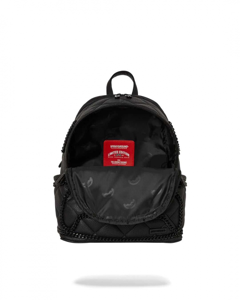 Sprayground Backpack QUILT WITH 1 LINE STITCH SAVAGE Black | LWJOX3729