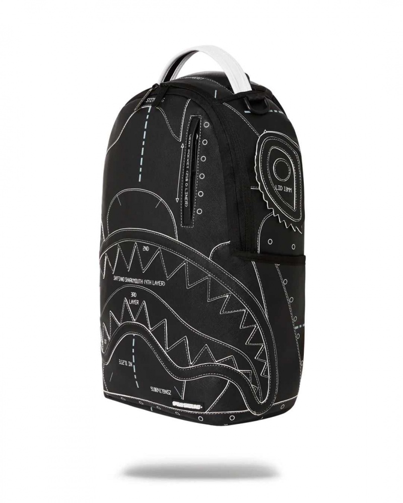 Sprayground Backpack REVERSE TECHNICAL CUT AND SEW DLX BACKPACK Black | ZCHJG4570