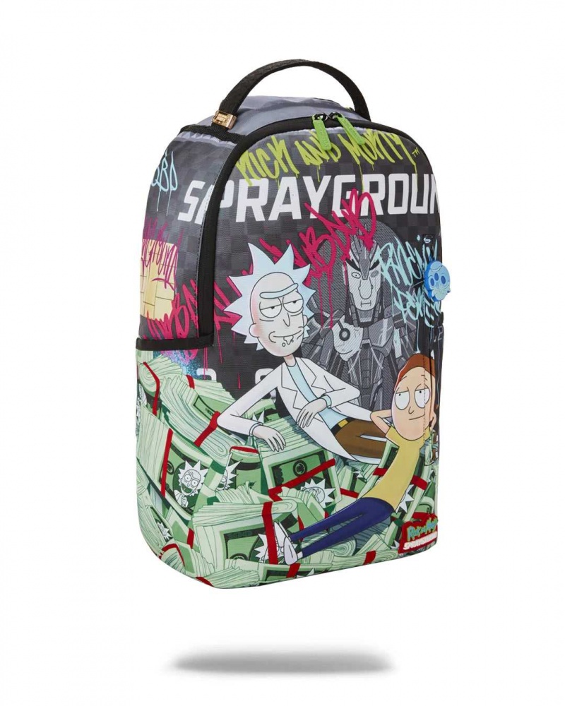 Sprayground Backpack RICK AND MORTY GRAFITTI MONEY DLXR BACKPACK Green | PAKJR9067