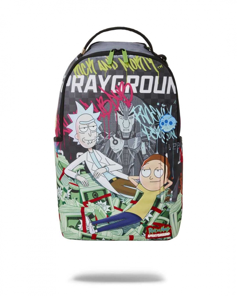 Sprayground Backpack RICK AND MORTY GRAFITTI MONEY DLXR BACKPACK Green | PAKJR9067