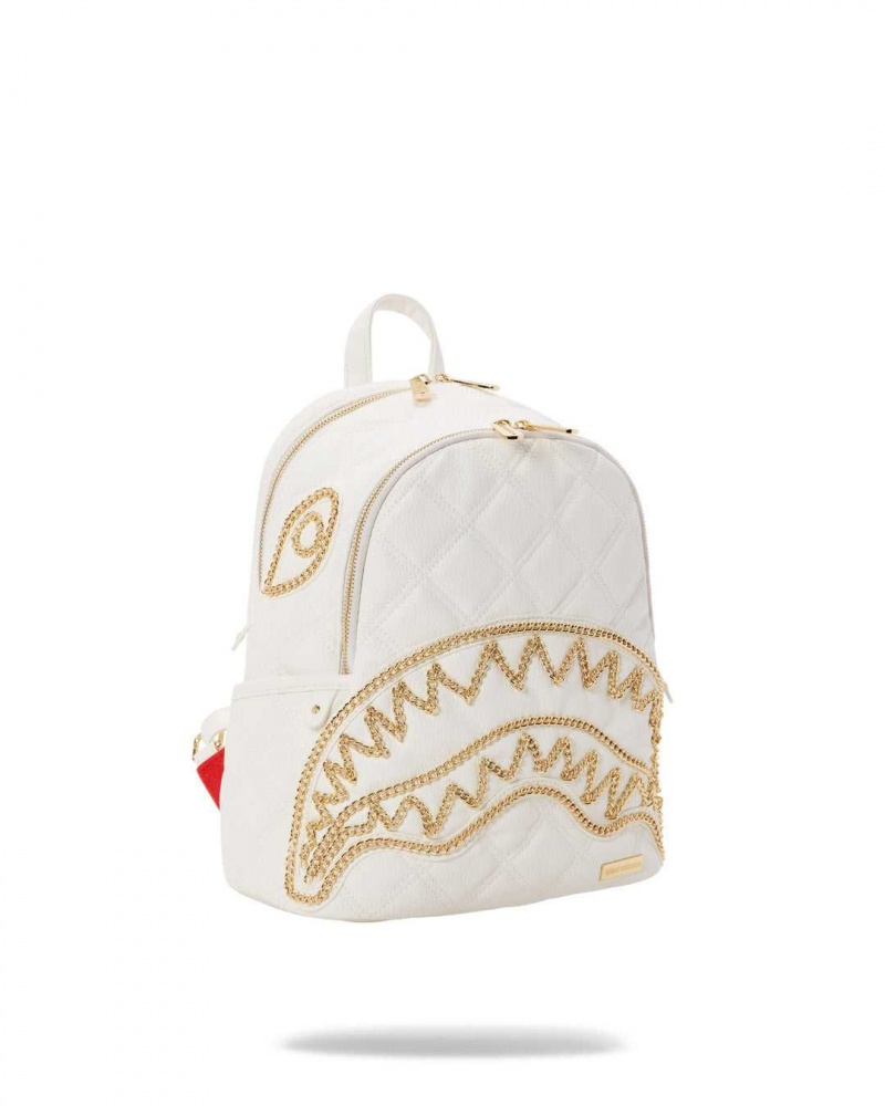 Sprayground Backpack RIVIERA SAVAGE White Gold White | LQNWM4095