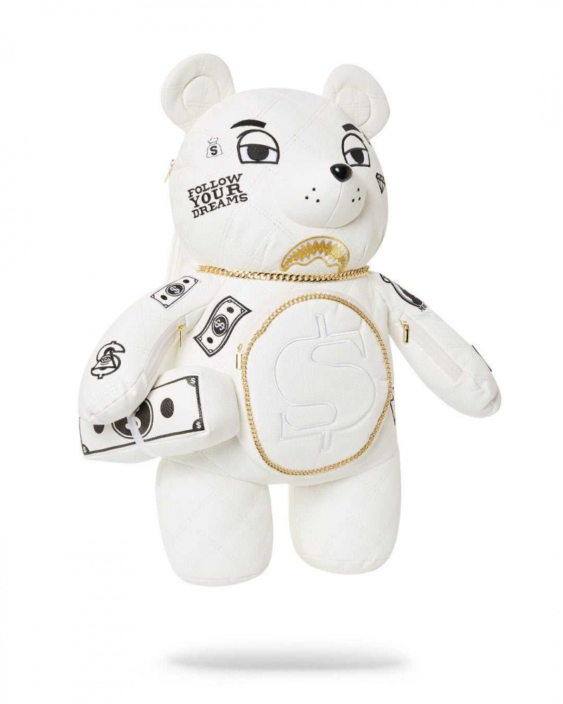 Sprayground Backpack RIVIERIA BEAR BACKPACK White Gold White | UZSWP6402