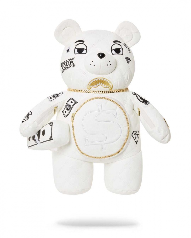 Sprayground Backpack RIVIERIA BEAR BACKPACK White Gold White | UZSWP6402