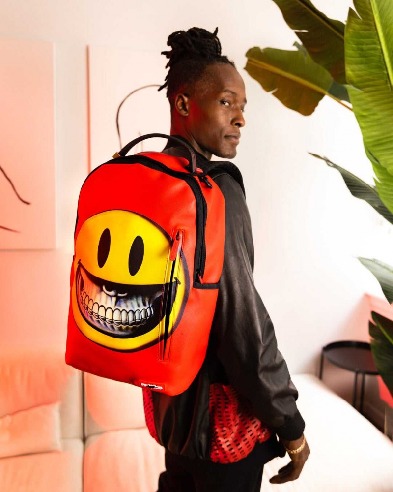 Sprayground Backpack RON ENGLISH SMILE BACKPACK Red | XHWUK5074