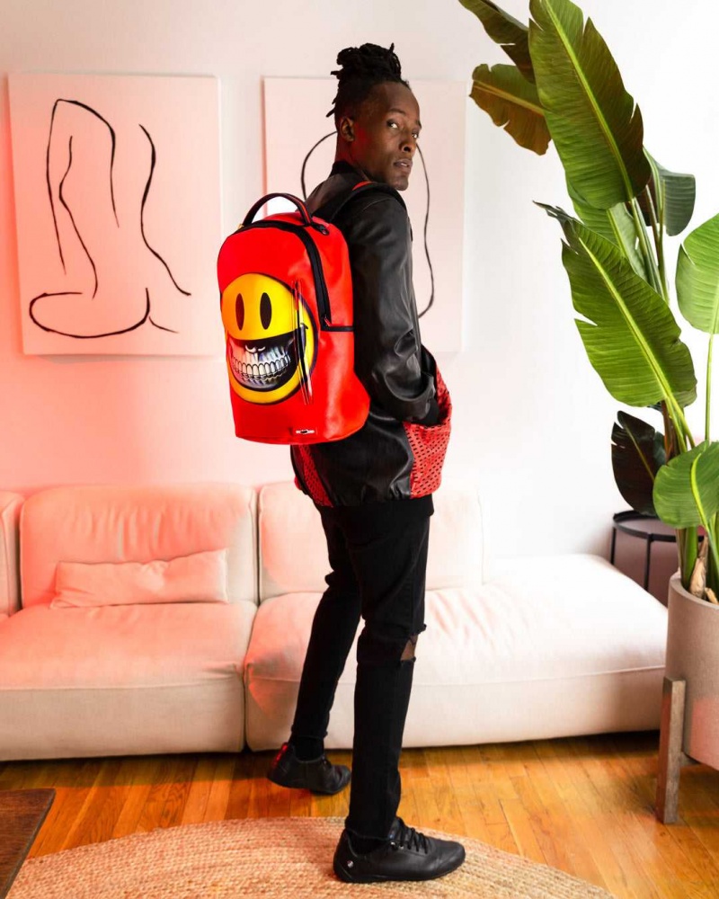 Sprayground Backpack RON ENGLISH SMILE BACKPACK Red | XHWUK5074