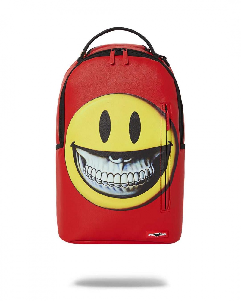 Sprayground Backpack RON ENGLISH SMILE BACKPACK Red | XHWUK5074