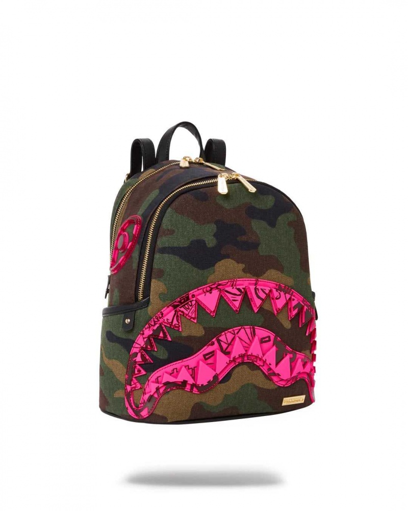 Sprayground Backpack SAVAGE Camo Pink Green | STGYK6108