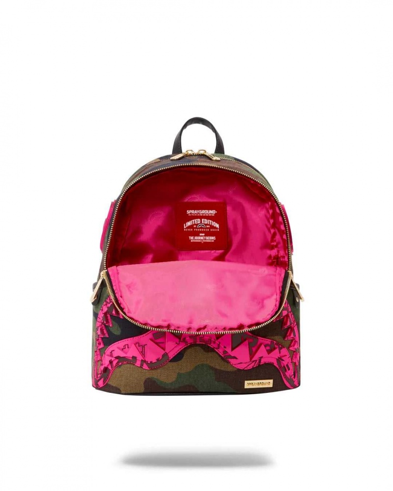 Sprayground Backpack SAVAGE Camo Pink Green | STGYK6108