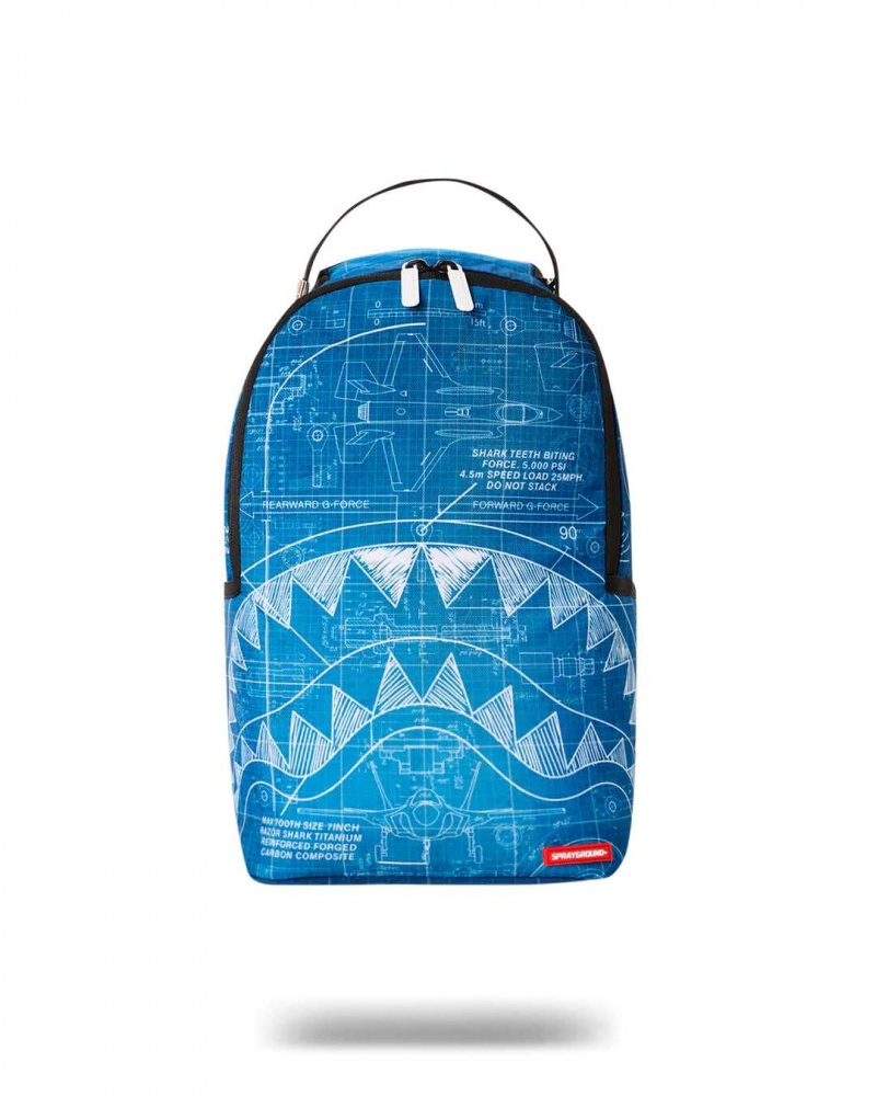 Sprayground Backpack SCHMATICS SHARK MINI BACKPACK Blue | ZVIAH3741