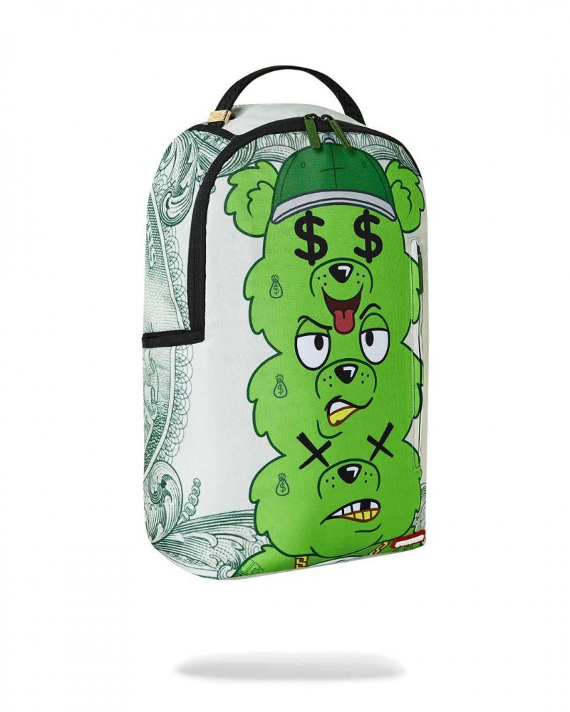 Sprayground Backpack SEEING TRIPLE MONEY BEAR DLXSR BACKPACK Green | RYILN9587