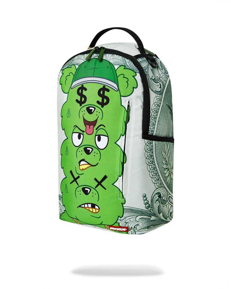 Sprayground Backpack SEEING TRIPLE MONEY BEAR DLXSR BACKPACK Green | RYILN9587