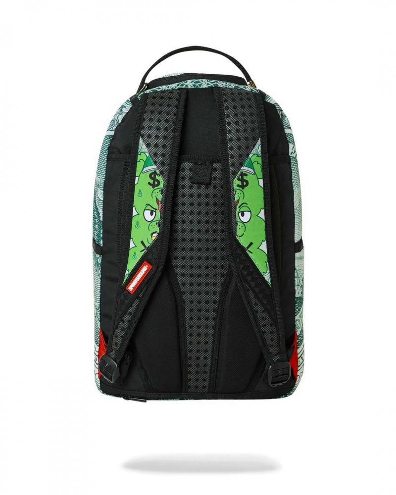 Sprayground Backpack SEEING TRIPLE MONEY BEAR DLXSR BACKPACK Green | RYILN9587