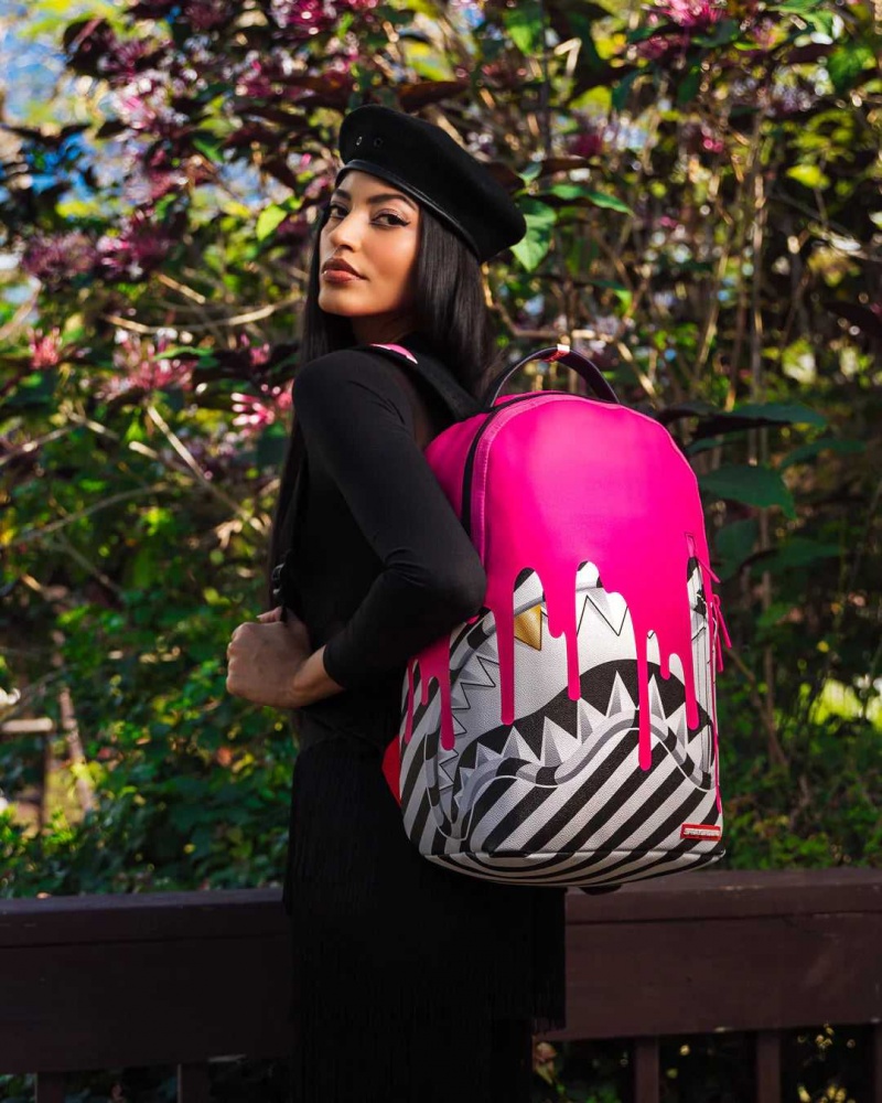 Sprayground Backpack SHARKMOUTH DRIPS DLXSVF BACKPACK Pink Fuchsia | PEAVN1289