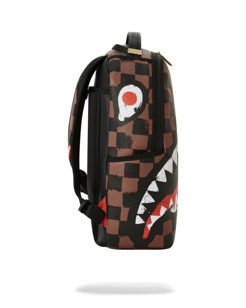 Sprayground Backpack SHARKS IN PARIS PAINTED DLXVF BACKPACK Brown | WUIYT2759