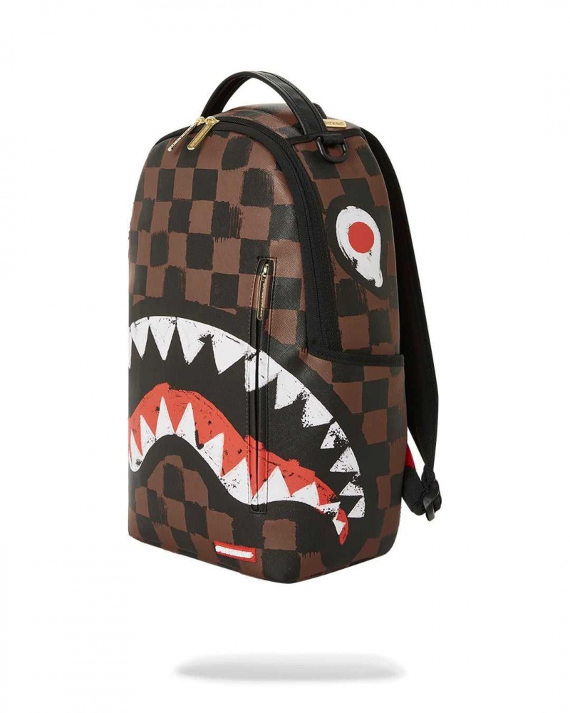 Sprayground Backpack SHARKS IN PARIS PAINTED DLXVF BACKPACK Brown | WUIYT2759