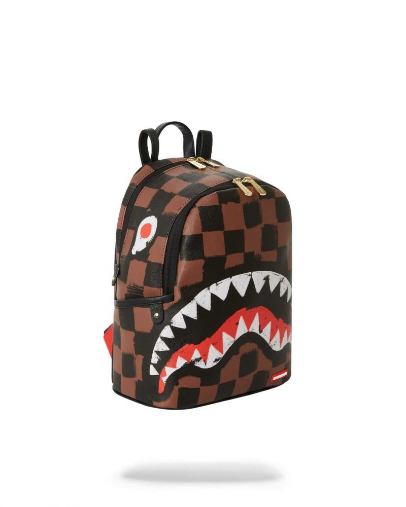 Sprayground Backpack SHARKS IN PARIS PAINTED SAVAGE BACKPACK Brown | EZSAT2534