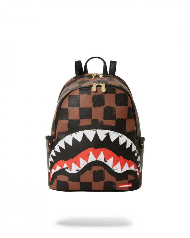 Sprayground Backpack SHARKS IN PARIS PAINTED SAVAGE BACKPACK Brown | EZSAT2534