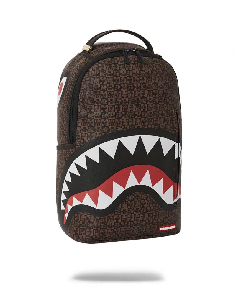 Sprayground Backpack SHARKS IN PARIS CHECK BACKPACK Brown | ATWMO3128