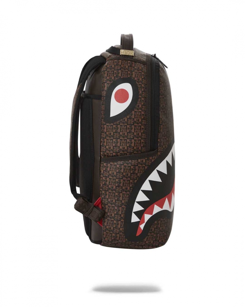 Sprayground Backpack SHARKS IN PARIS CHECK BACKPACK Brown | ATWMO3128