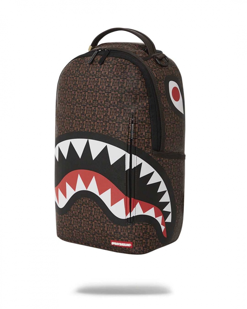 Sprayground Backpack SHARKS IN PARIS CHECK BACKPACK Brown | ATWMO3128