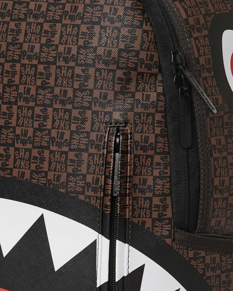 Sprayground Backpack SHARKS IN PARIS CHECK BACKPACK Brown | ATWMO3128