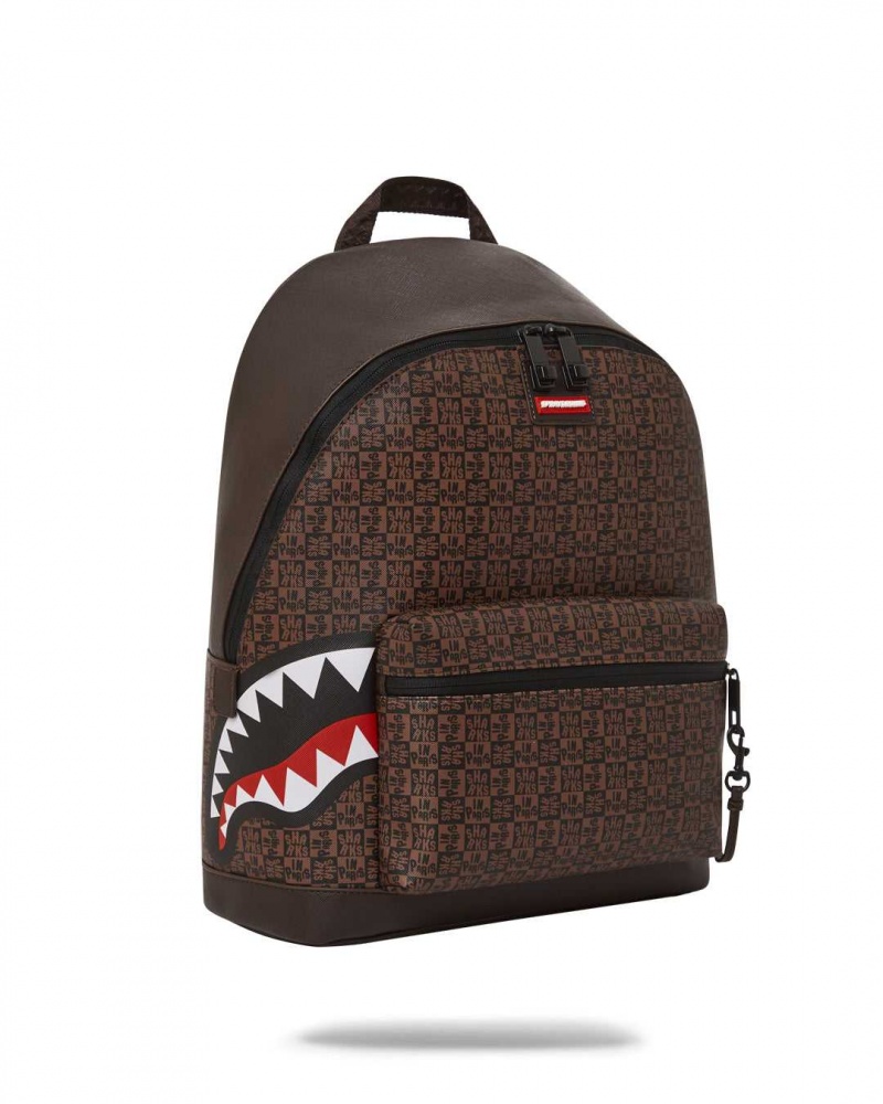 Sprayground Backpack SHARKS IN PARIS CHECK EMPERORER SIDE BACKPACK Brown | QTMBS0457