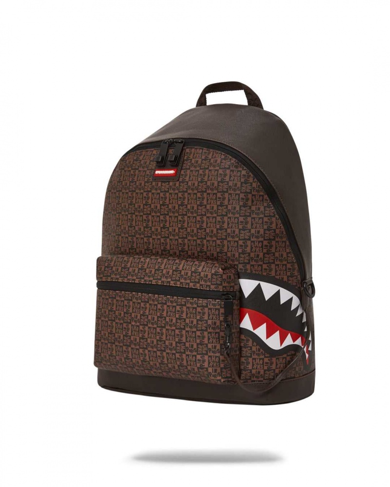 Sprayground Backpack SHARKS IN PARIS CHECK EMPERORER SIDE BACKPACK Brown | QTMBS0457