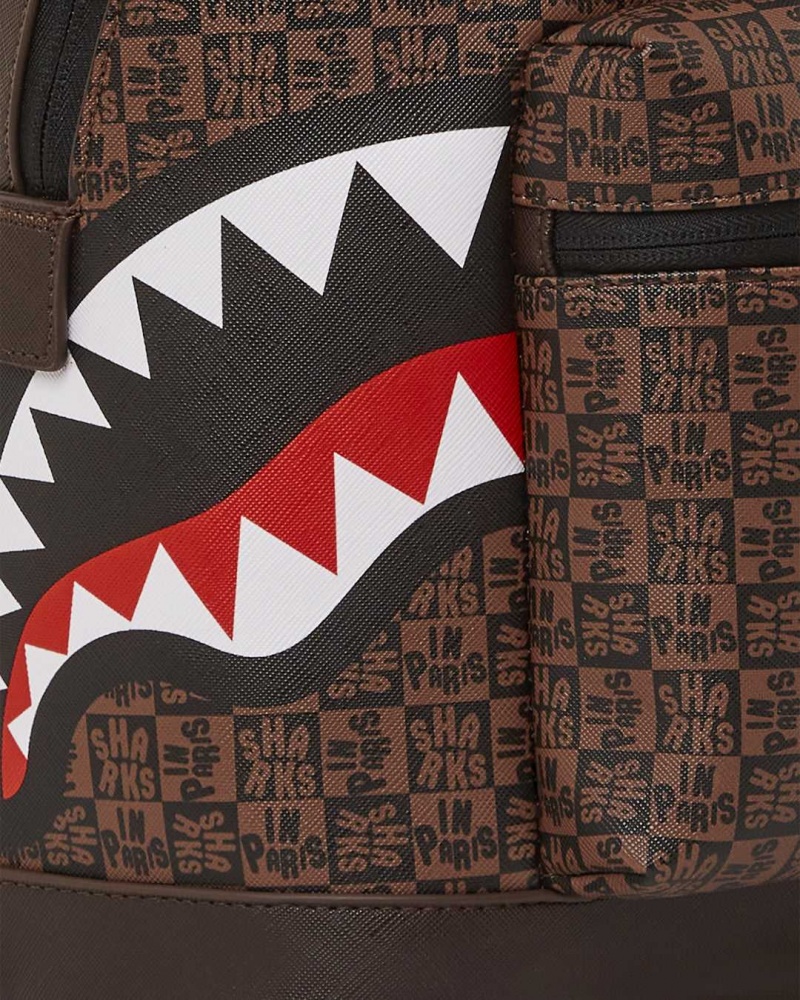 Sprayground Backpack SHARKS IN PARIS CHECK EMPERORER SIDE BACKPACK Brown | QTMBS0457