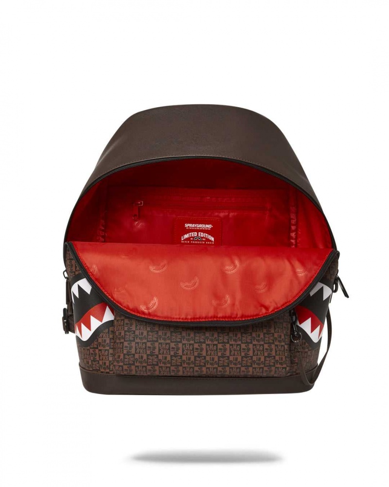 Sprayground Backpack SHARKS IN PARIS CHECK EMPERORER SIDE BACKPACK Brown | QTMBS0457