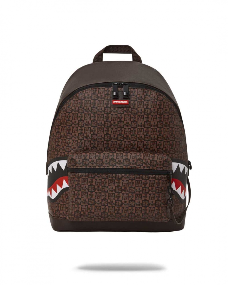 Sprayground Backpack SHARKS IN PARIS CHECK EMPERORER SIDE BACKPACK Brown | QTMBS0457