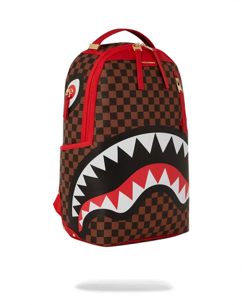 Sprayground Backpack SHARKS IN PARIS DLXSV BACKPACK Red Brown | ZBIDQ0741