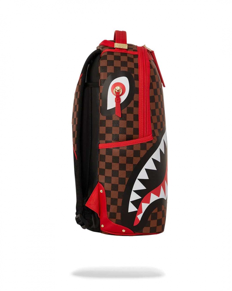 Sprayground Backpack SHARKS IN PARIS DLXSV BACKPACK Red Brown | ZBIDQ0741