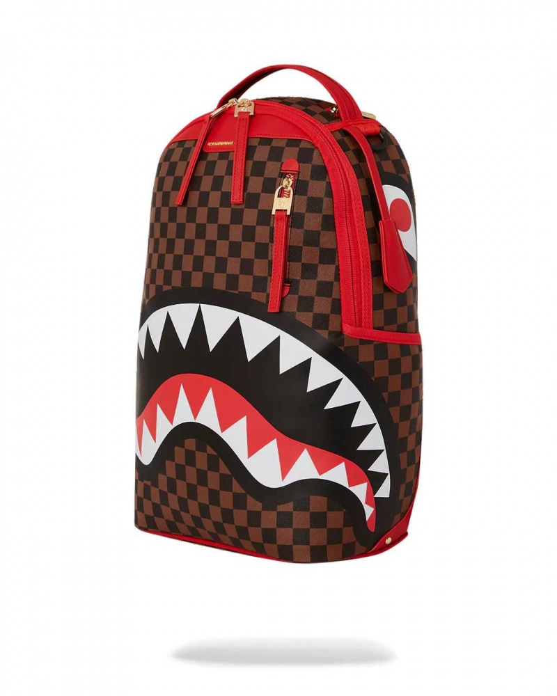 Sprayground Backpack SHARKS IN PARIS DLXSV BACKPACK Red Brown | ZBIDQ0741