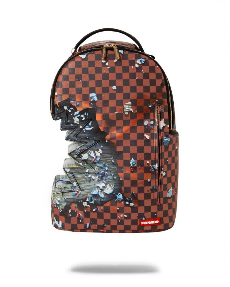 Sprayground Backpack SHARK BITE EXPLOSION BACKPACK Brown | LCETH2901