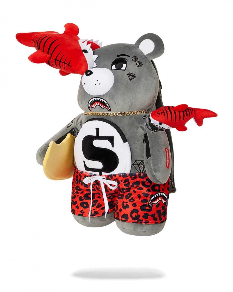 Sprayground Backpack SHARK BITE BEAR BACKPACK Dark Grey | AICPV8296