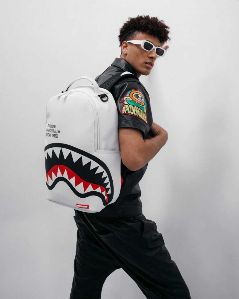 Sprayground Backpack SHARK CENTRAL 2.0 BACKPACK / White | RAIDW3205