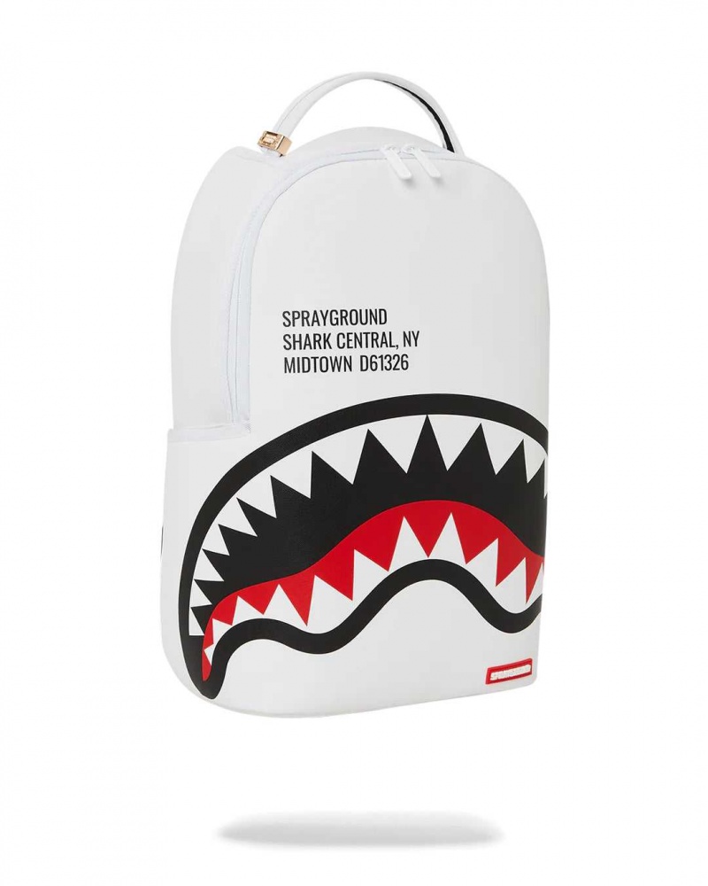 Sprayground Backpack SHARK CENTRAL 2.0 BACKPACK / White | RAIDW3205