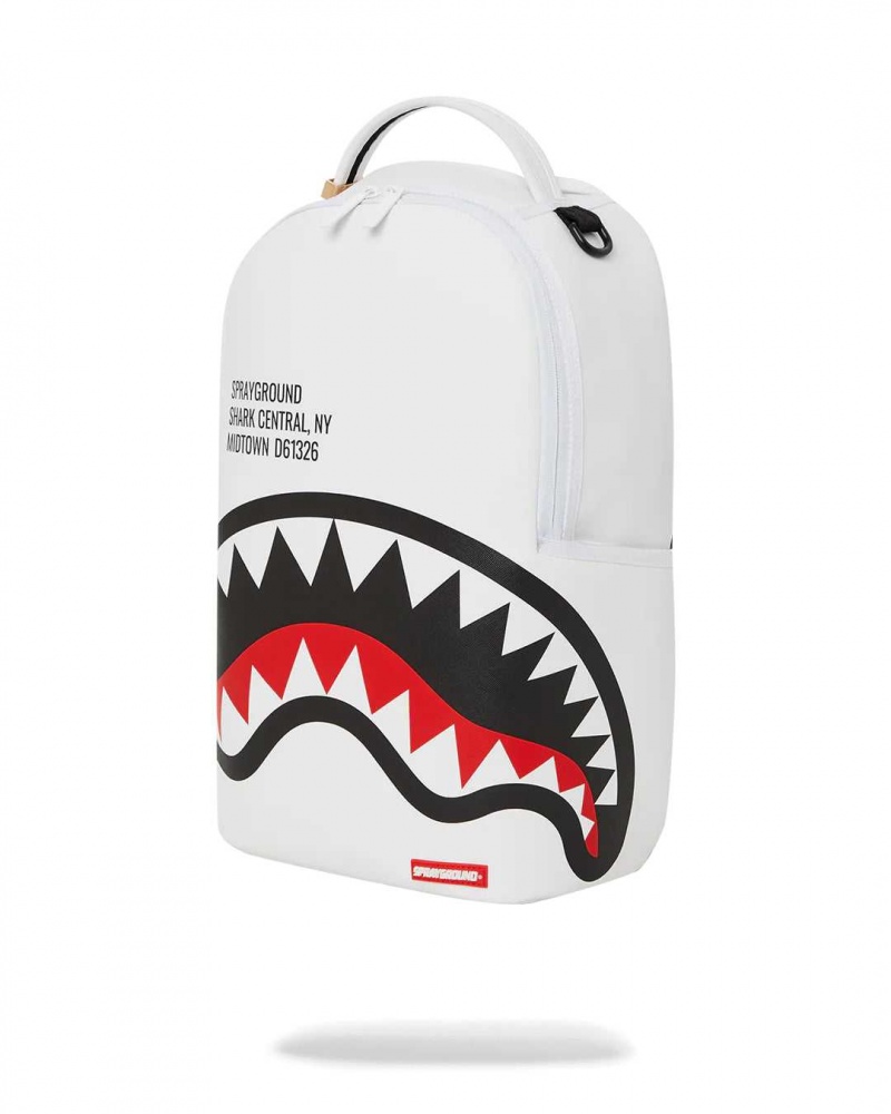 Sprayground Backpack SHARK CENTRAL 2.0 BACKPACK / White | RAIDW3205