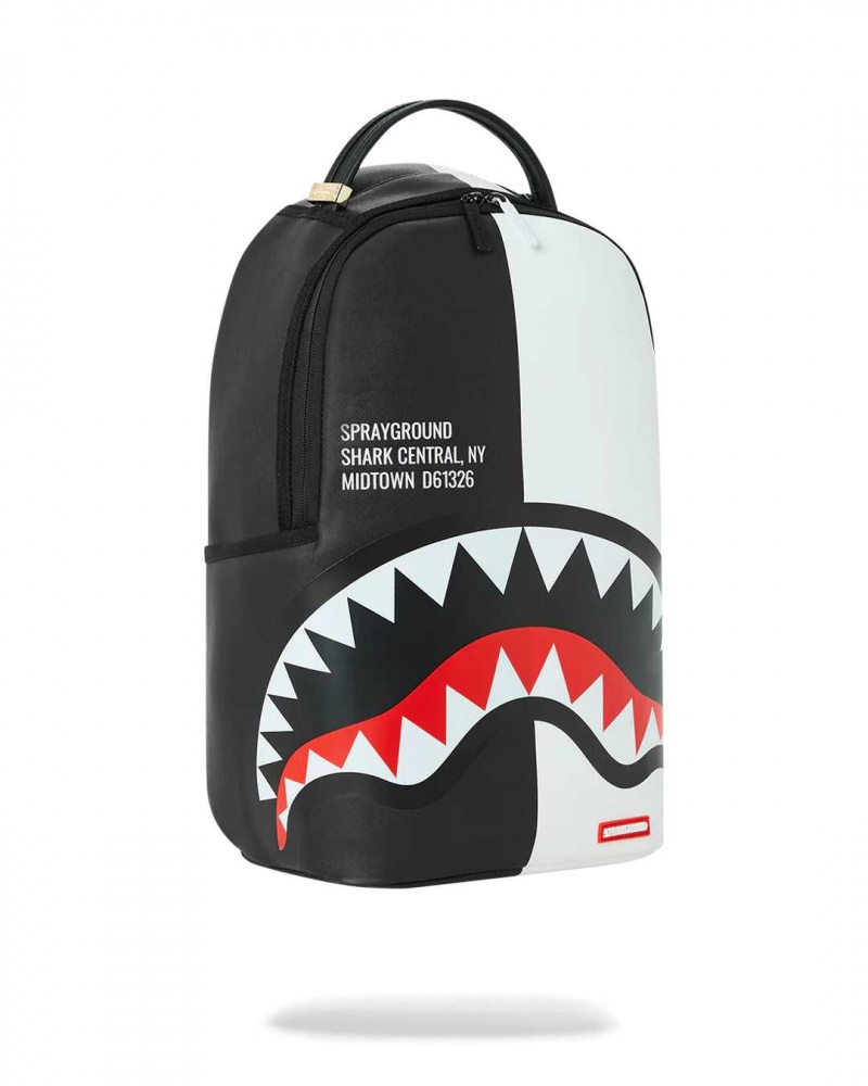 Sprayground Backpack SHARK CENTRAL 2.0 SPLIT BACKPACK / Black White | GVCPH3960