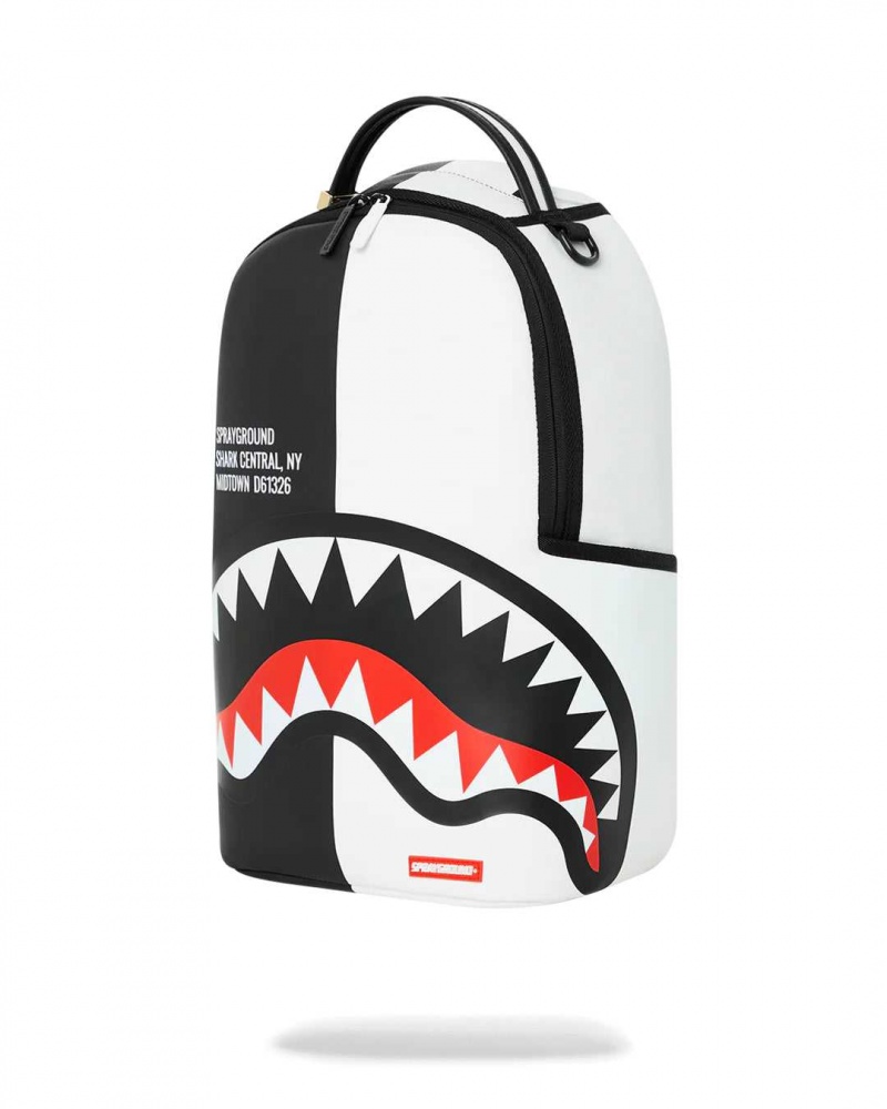 Sprayground Backpack SHARK CENTRAL 2.0 SPLIT BACKPACK / Black White | GVCPH3960