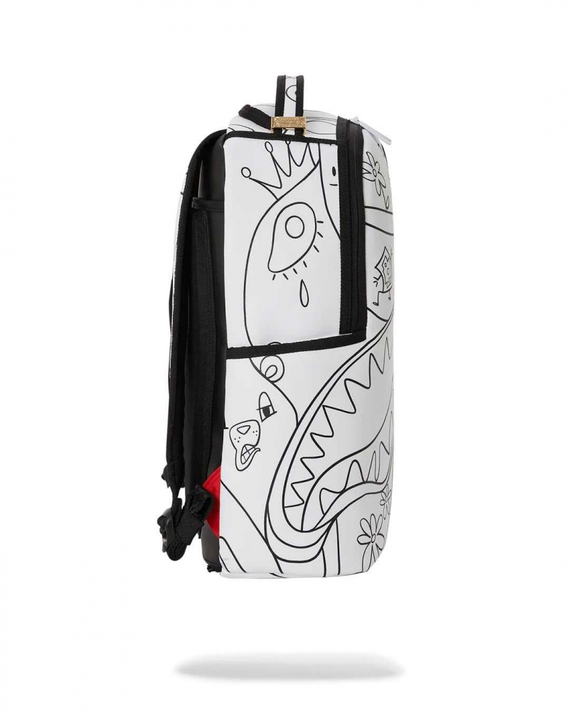 Sprayground Backpack SHARK DOODLE DLXV BACKPACK White | IDGCF2341