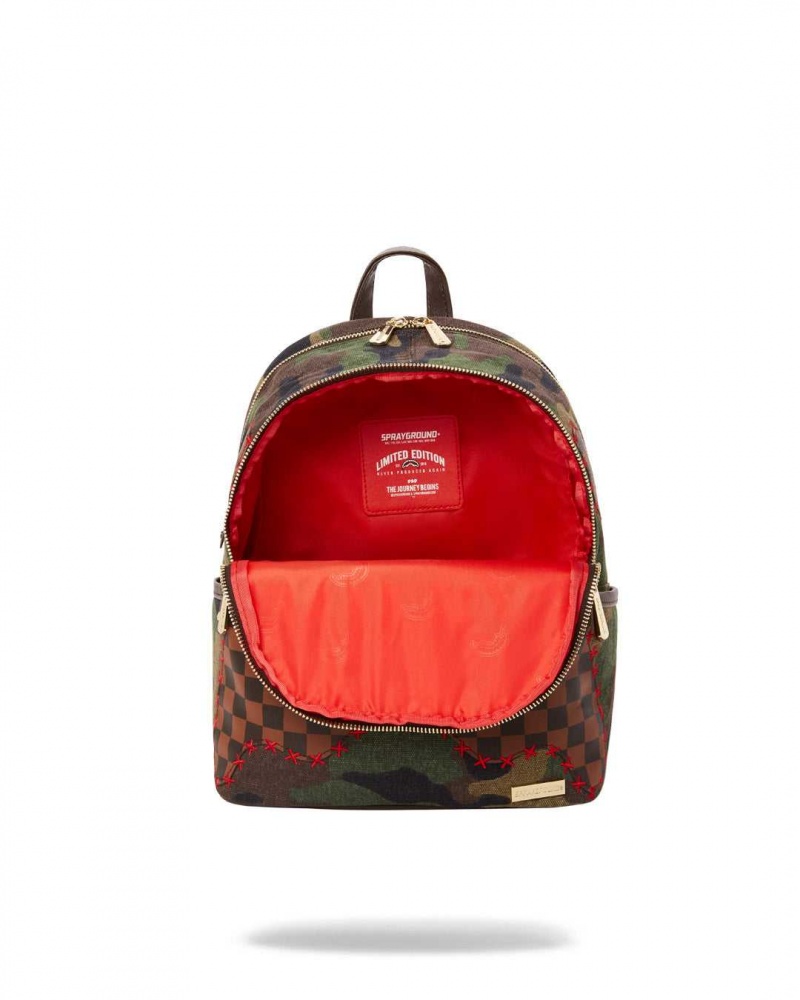 Sprayground Backpack SHARK SHAPE CHECK SAVAGE Green | UHDOW8026