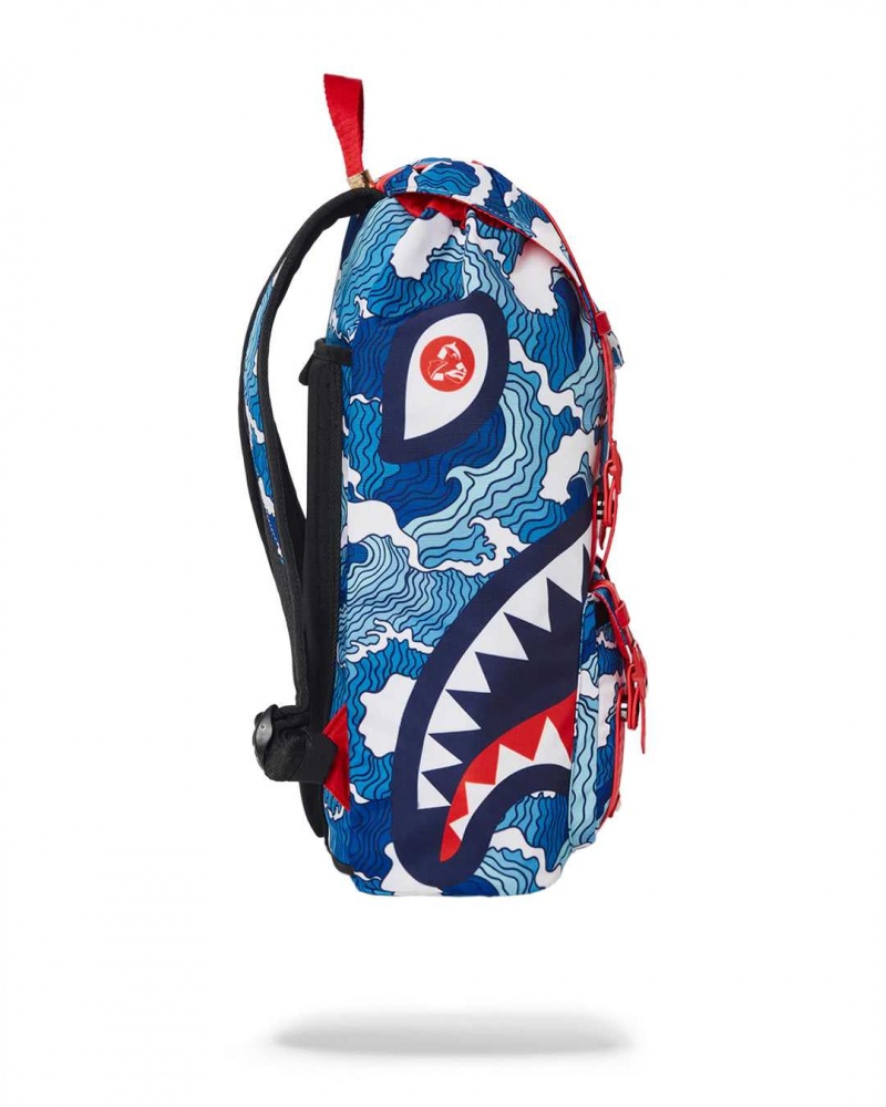 Sprayground Backpack SHARK WAVE HILLS Blue | KJYSI5782