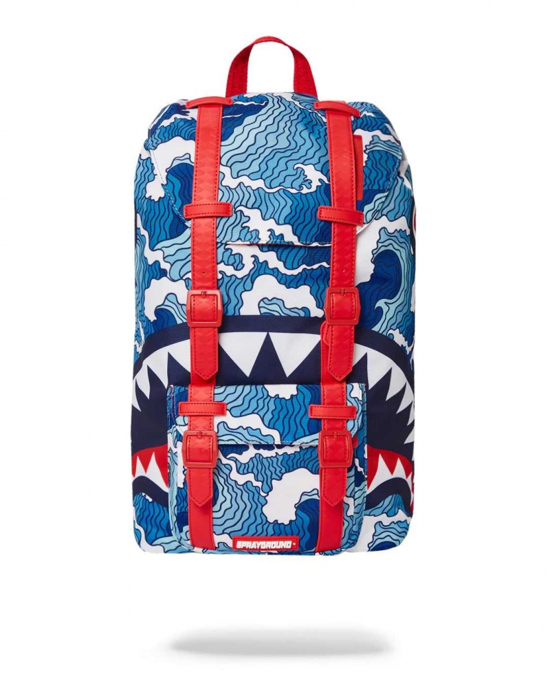 Sprayground Backpack SHARK WAVE HILLS Blue | KJYSI5782