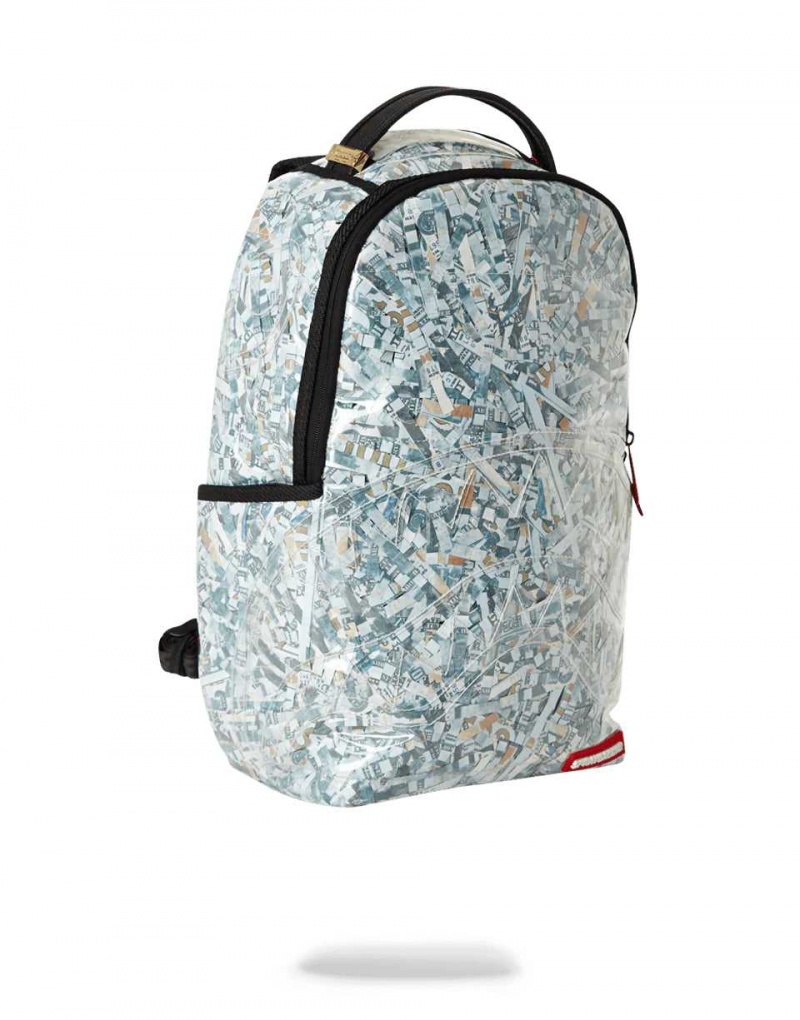 Sprayground Backpack SHREDDED MONEY Grey | PDVRK7614