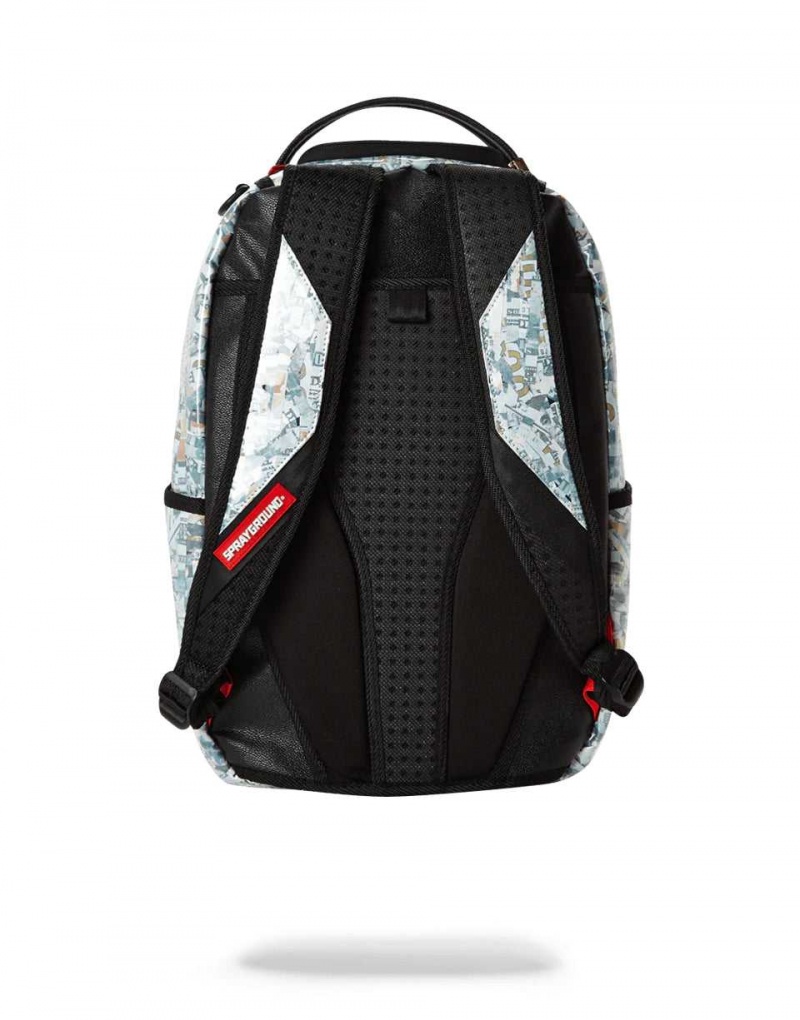 Sprayground Backpack SHREDDED MONEY Grey | PDVRK7614