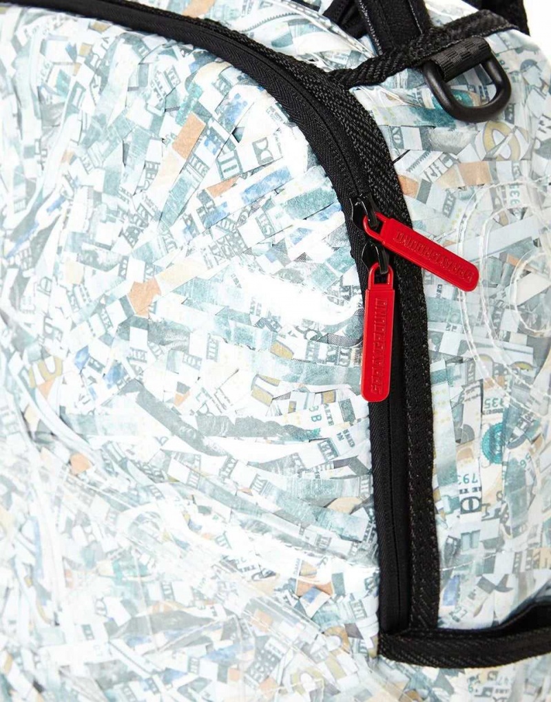 Sprayground Backpack SHREDDED MONEY Grey | PDVRK7614