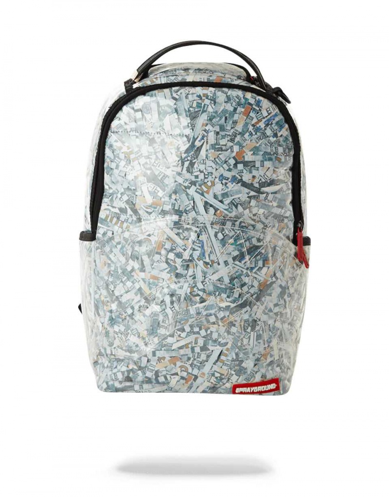 Sprayground Backpack SHREDDED MONEY Grey | PDVRK7614