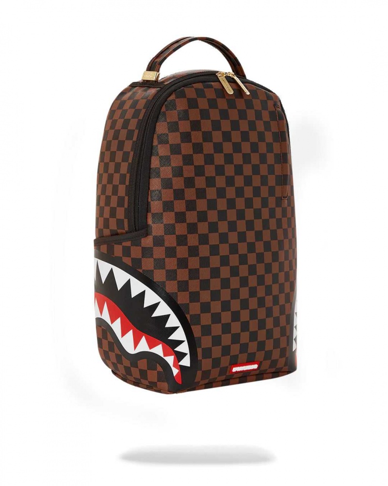 Sprayground Backpack SIP SIDE SHARKS DLXSV BACKPACK Brown | XBSGQ5216