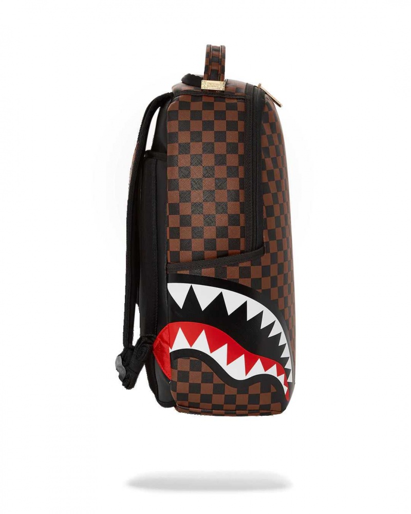 Sprayground Backpack SIP SIDE SHARKS DLXSV BACKPACK Brown | XBSGQ5216